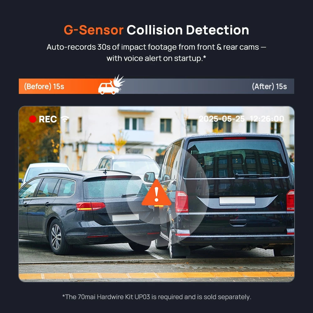70mai Dash Cam 4K A800SE w/ HDR, Super Night Vision, Emergency Record, Supercapacitor & 24H Surveillance